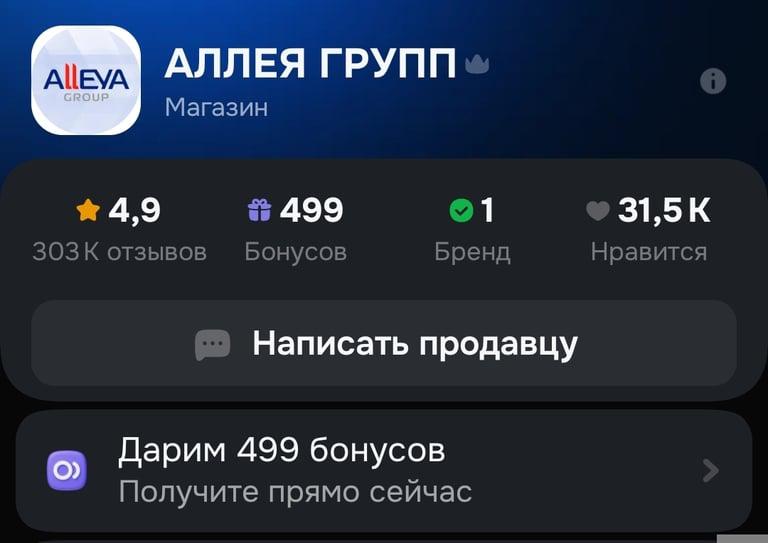 499 бонусов магазина Аллея Групп (авто)