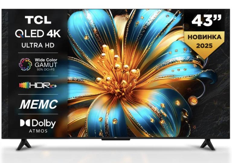ТВ TCL T6C 43" QLED 4K Google TV