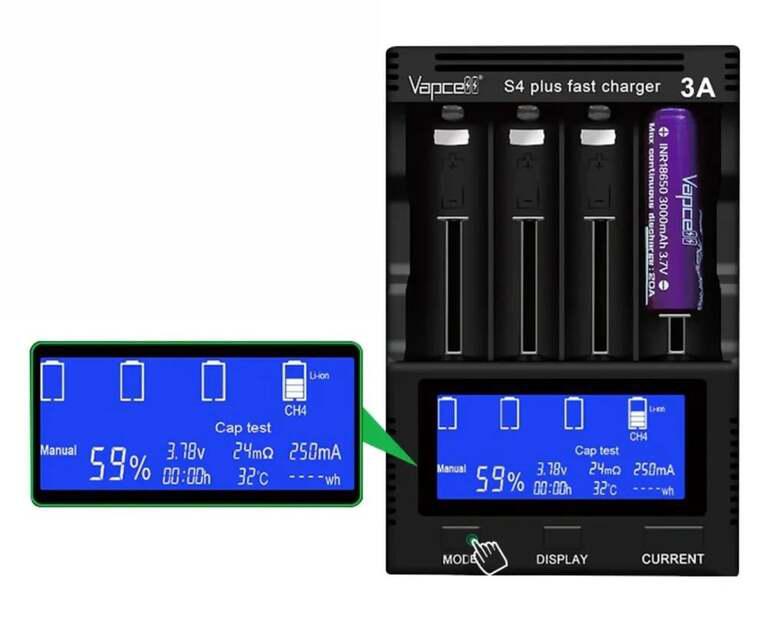 Зарядное устройство для аккумуляторов Vapcell S4 Plus V3 (С Озон картой, из-за рубежа)