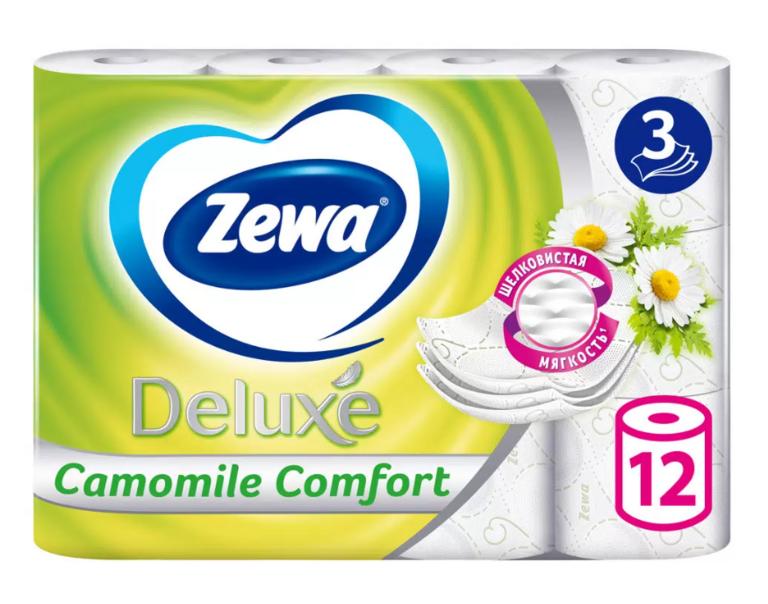 [МСК] Туалетная бумага Zewa Deluxe Ромашка, 3 слоя, 12 рулонов