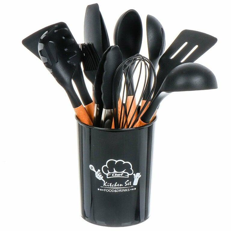 Кухонный набор Kitchen Set силикон и бамбук из 12 шт