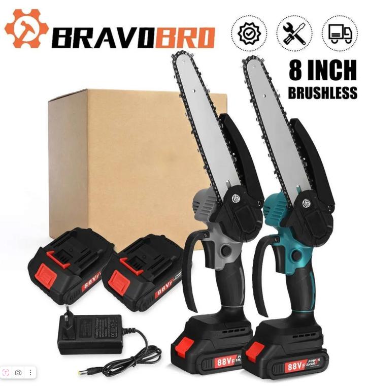 Цепная электропила BravoBro 6 дюймовая, 2 аккумулятора (с картой Ozon)
