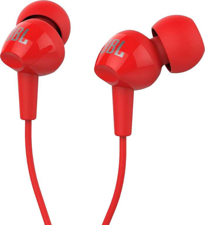 Проводные внутриканальные наушники JBL C100SIU, 3.5 мм с микрофоном, красные