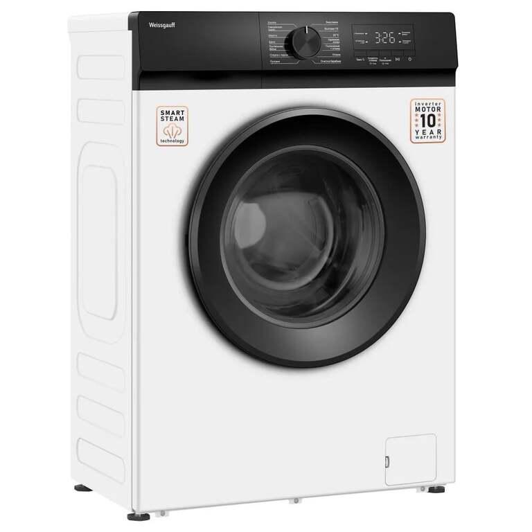 Стиральная машина Weissgauff WM 39106, 39 см, Инвертор, Функция "Пар", Загрузка 6 кг, Отжим 1000 оборотов, 14 Программ (с картой OZON)