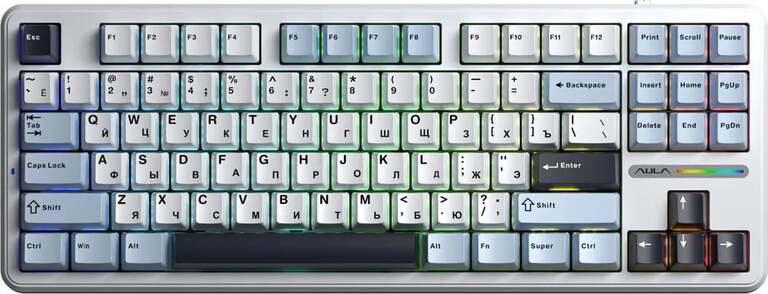 Клавиатура беспроводная AULA F87 PRO Leobog Greywood V3 Русская раскладка (с картой OZON, из-за рубежа)
