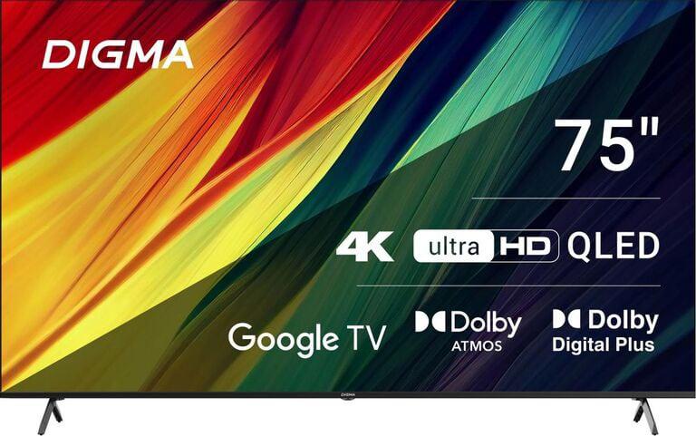 Телевизор 75" Digma DM-LED75UQB31 (QLED, 4K, Google TV) с картой Ozon, + на ЯМ