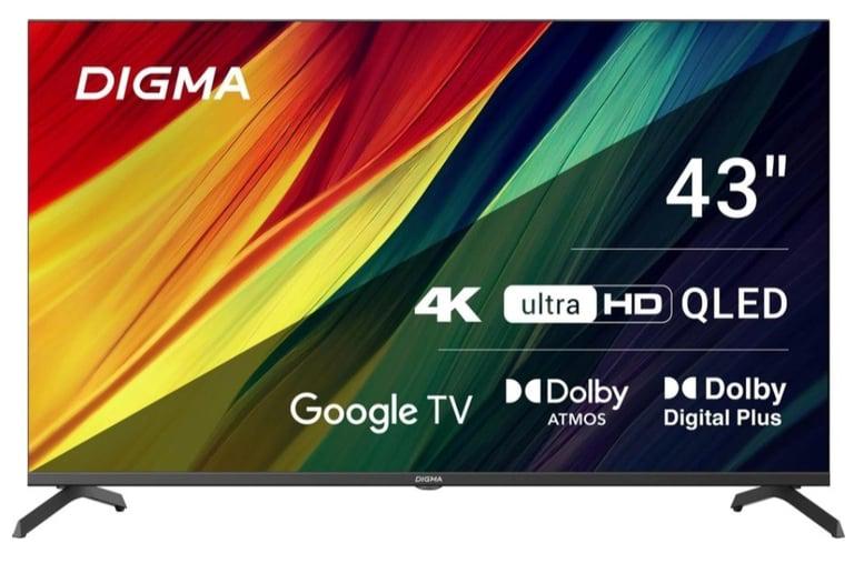 Телевизор Digma 43" DM-LED43UQB31, QLED, 4K Ultra HD, черный, СМАРТ ТВ, Google TV