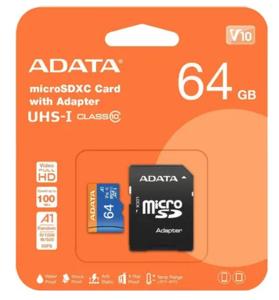 Карта памяти microSDXC UHS-I U1 A-Data Premier Pro 64 ГБ, 85 МБ/с, 10X, Class 10, AUSDX64GUICL10A1-RA1 (с картой OZON)