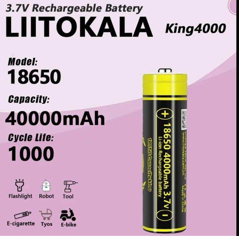 Батарея LiitoKala King4000-JT, 4шт (3,7 В 18650 4000 мАч 12 А)