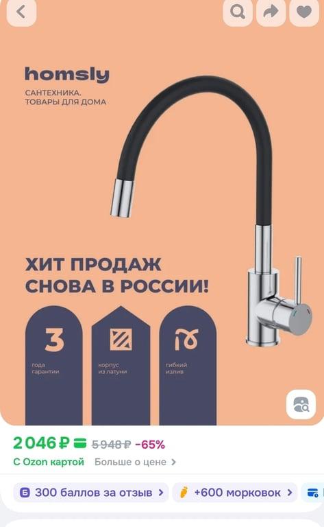 Смеситель для кухни с гибким изливом Homsly, хром, коллекция Askilo, 7H-005-CMJS-ASK