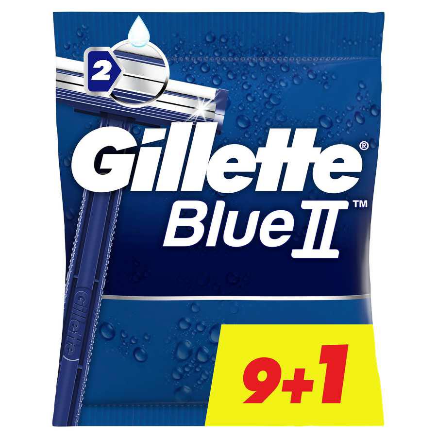 Одноразовый бритвенный станок Gillette Blue II 9+1, синий, 10 шт.