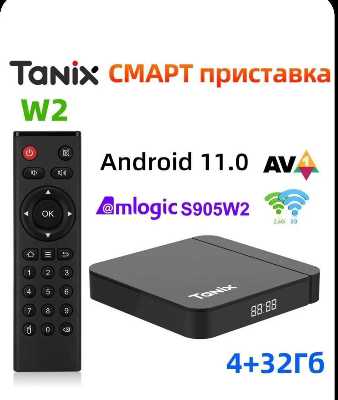 Смарт ТВ приставка Tanix W2 Amlogic S905W2 Андроид11.0 4Гб/ 32Гб