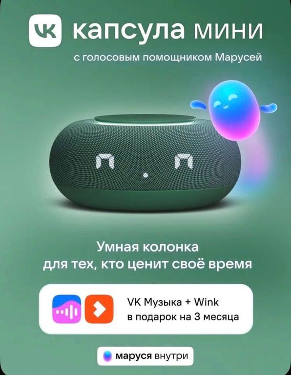 Умная колонка VK Капсула Мини с голосовым помощником Марусей (с картой OZON)