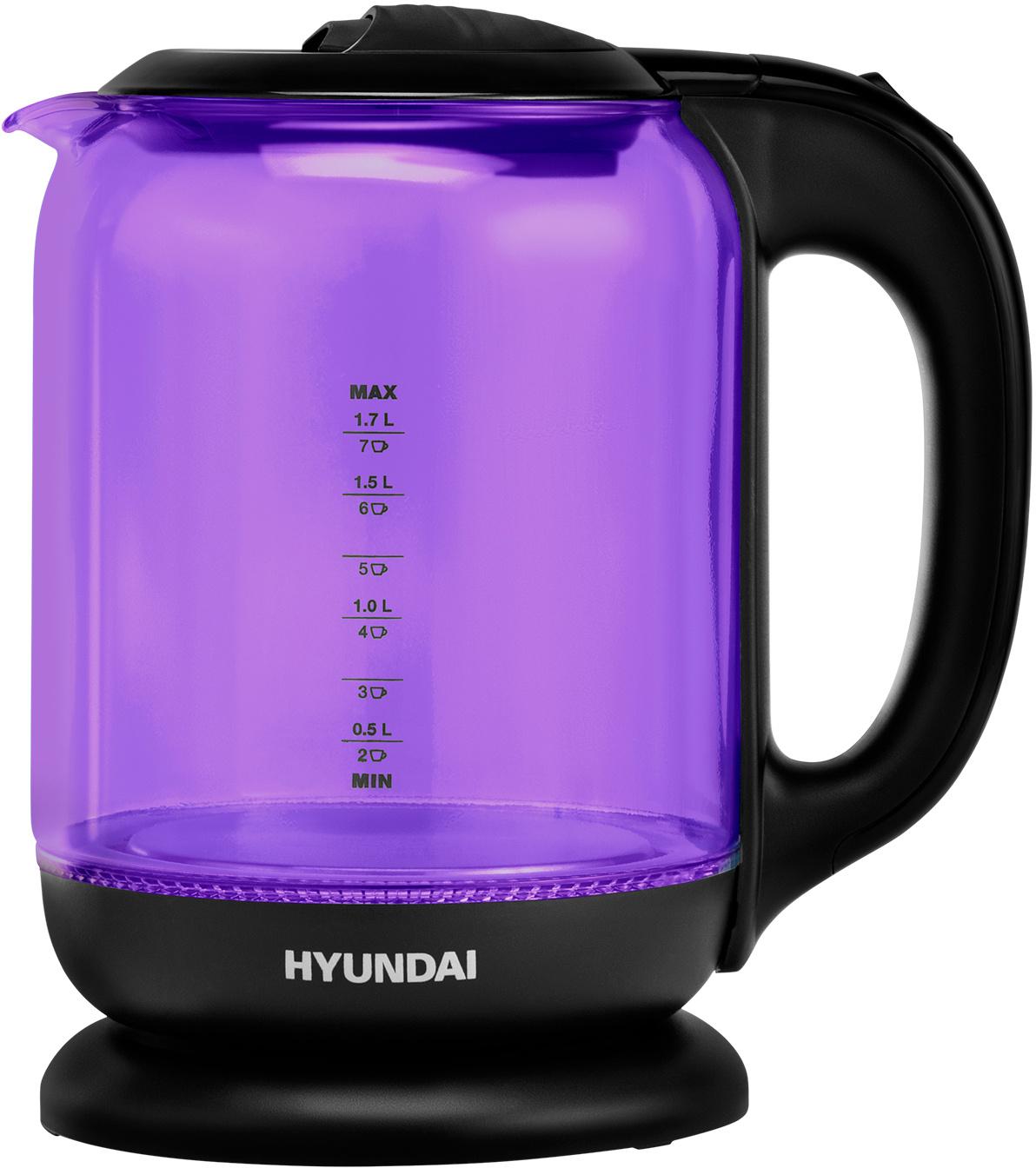 Чайник электрический HYUNDAI HYK-G5809 1.8 л фиолетовый, черный (+возврат бонусов)