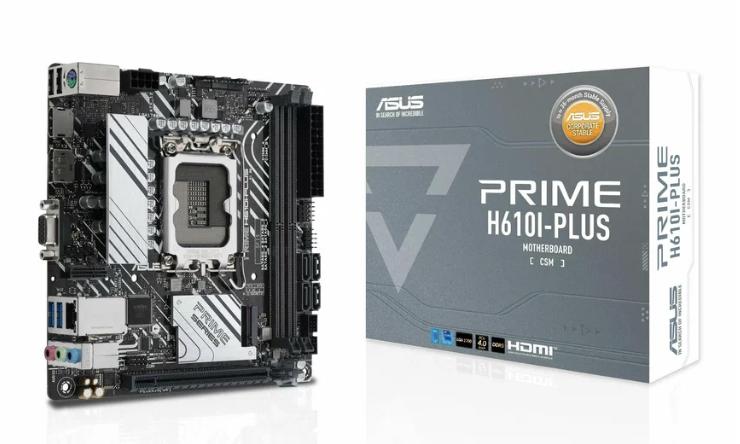 Материнская плата ASUS PRIME H610I-PLUS-CSM, LGA1700, H610, USB3.2 GEN 1, Mini-ITX (с картой Я Пэй)