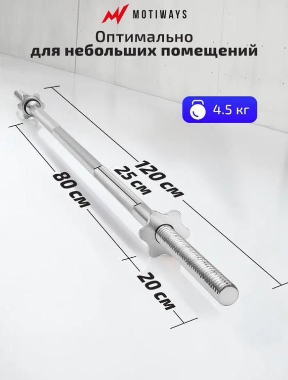 Гриф для штанги железный 120 см, с замками-гайками Motiways (c WB кошельком)