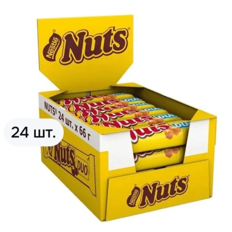Шоколадные батончики Nuts DUO 24 шт