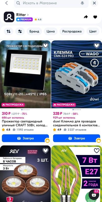 300 бонусов магазина Ritter (электротовары)